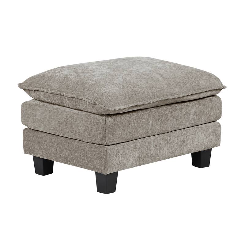Modern Style Ottoman Chenille Fabric Upholstery Contemporary Living Room Furniture 1pc Durable Plywood Plush Comfort