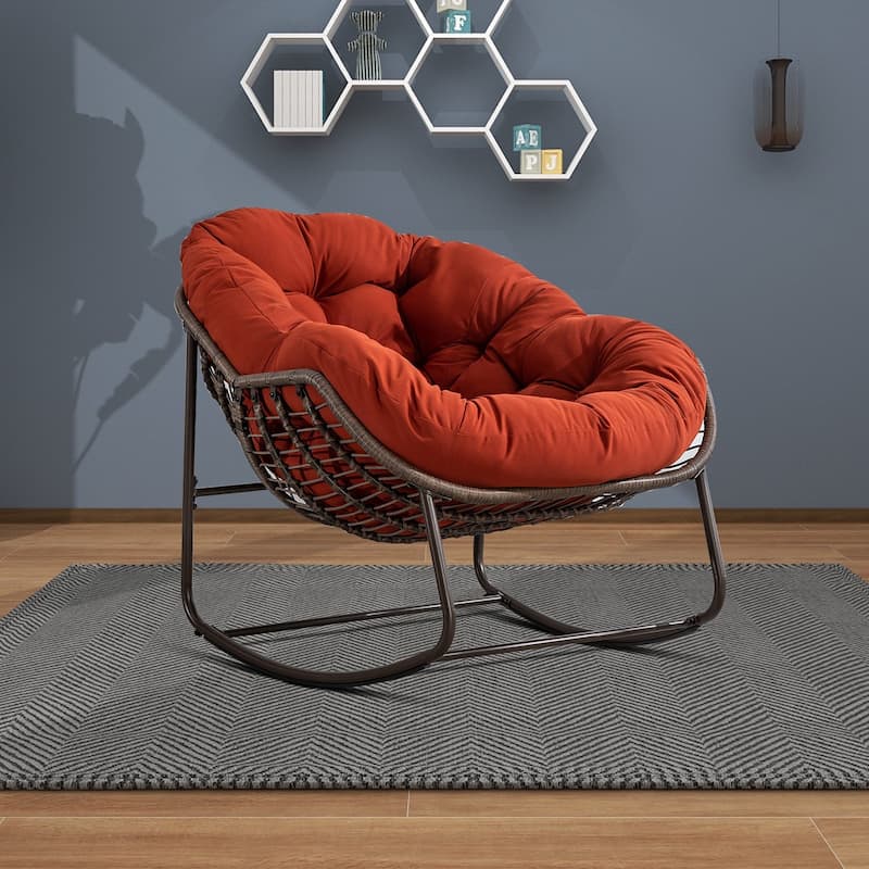 Modern Classic Egg Rocking Chair, Indoor/Outdoor Use - Orange