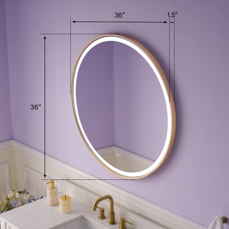 Wall Mounted Bathroom Framed LED Mirror With Anti- Fog,Memory Function And Dimmable Light Touch Sensor