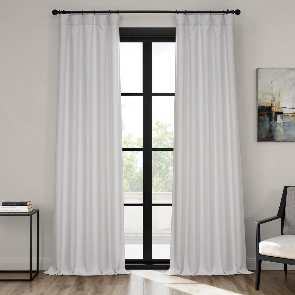 Exclusive Fabrics Textured Faux Linen Room Darkening Curtains for Bedroom & Living Room Curtains (1 Panel)