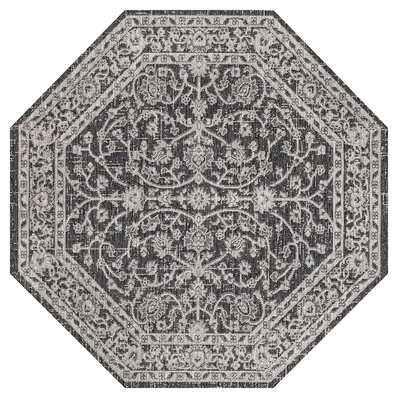 JONATHAN Y Palazzo Vine and Border Textured Weave Indoor/Outdoor Area Rug