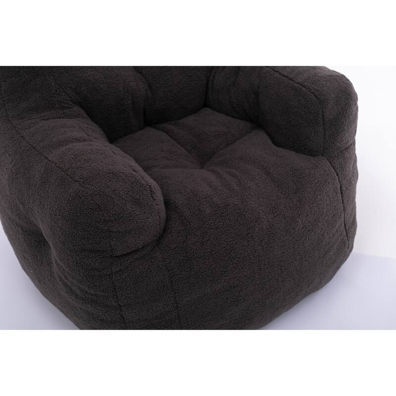 Soft Tufted Foam Bean Bag Chair With Teddy Fabric Black Bed Bath