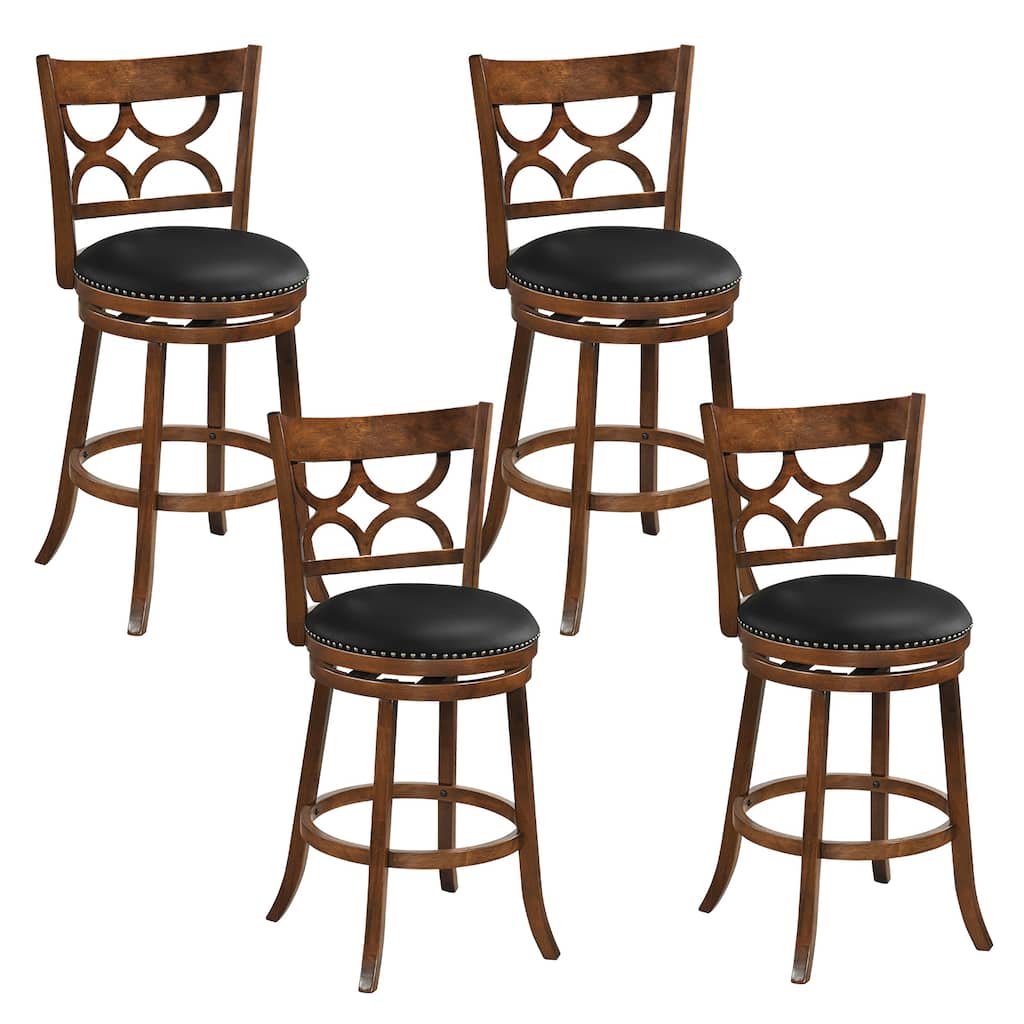 Gymax 31'' Bar Height Stools Set of 4 w/Rubber Wood Frame Upholstered