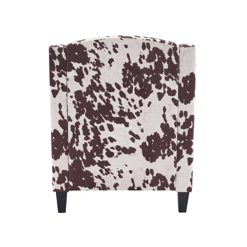 Comfy Accent Chair Single Seat Reception Chair Brown White Arm Chair with Tufted Backrest and Wooden Legs