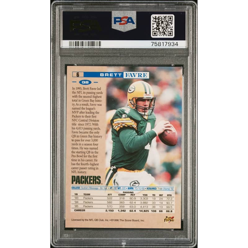 Brett Favre 1996 Proline Football Card #6 Graded PSA 10 - 8'6" x 11'6"