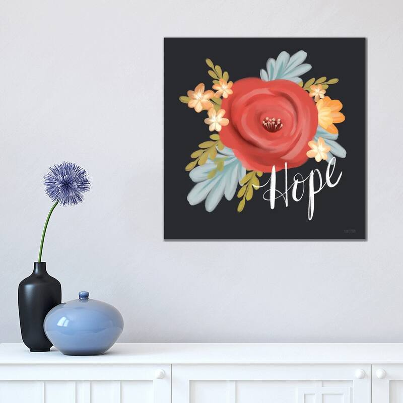 iCanvas "Hope Floral" by House Fenway Canvas Print - 18x18x1.5