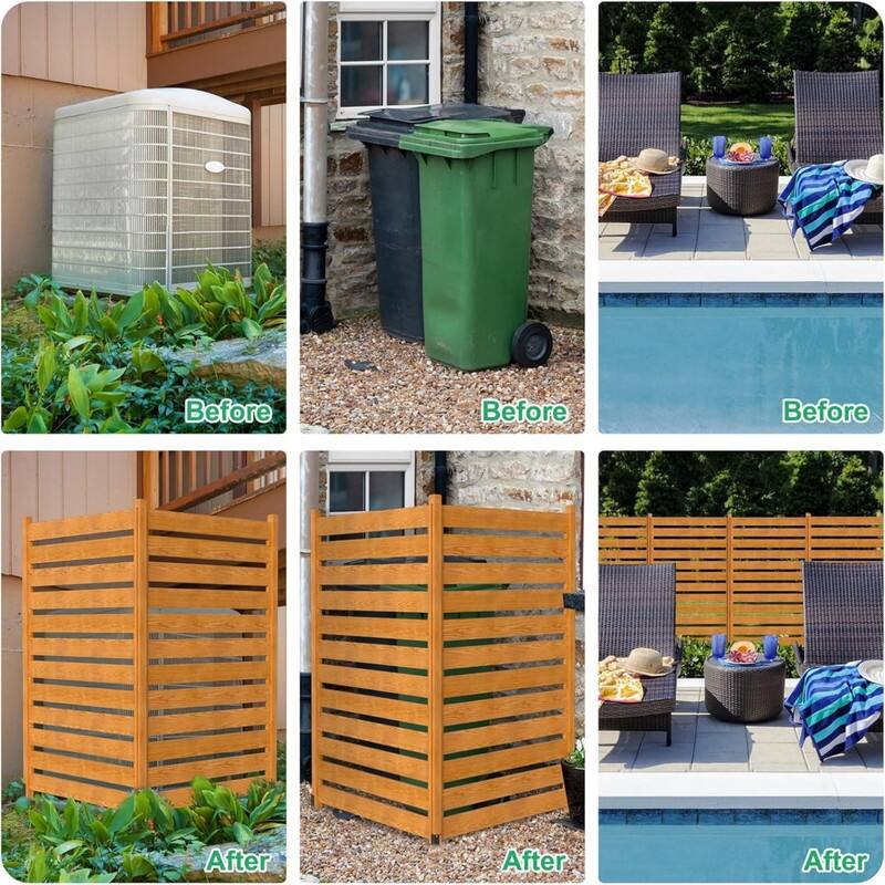 3.2 ft.W x 5 ft.H Air Conditioner Fence with Metal Stakes, 2-Panel