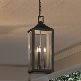 Luxury Farmhouse Outdoor Pendant, 23.75"H x 9.5"W, with Modern Farmhouse Style, Midnight Black, BWP1401 by Urban Ambiance