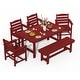preview thumbnail 96 of 94, 6-Piece HDPE Outdoor Dining Table Sets with Umbrella Hole - 1-Table 4-Chairs-1-Bench