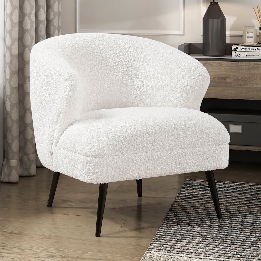 Hudson 26" Boucle Fabric Accent Chair - Black Finish Metal Legs