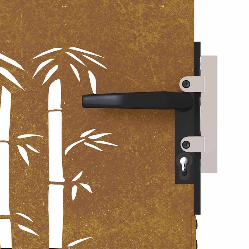 vidaXL Garden Gate Decorative Door Outdoor Fence Corten Steel Bamboo Design - 33.5 x 1.2 x 59.1"