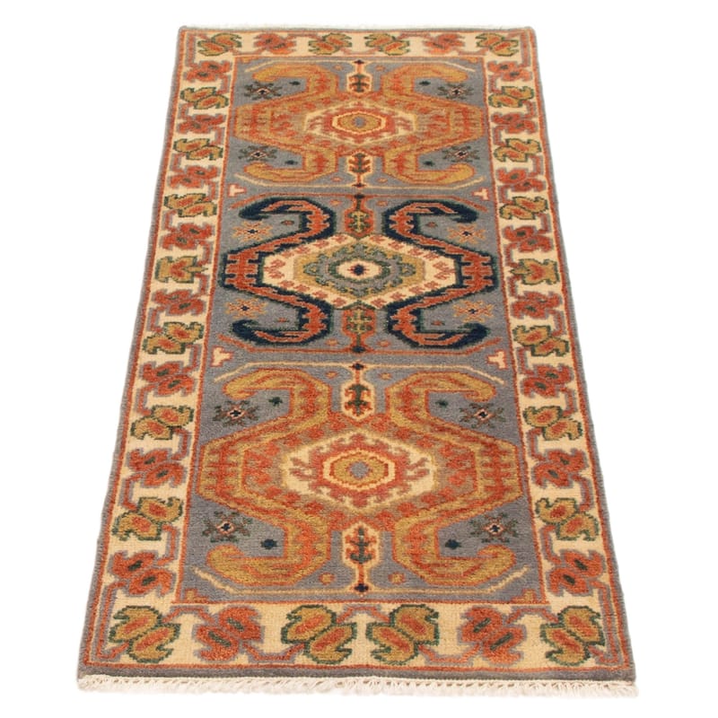 ECARPETGALLERY Hand-knotted Jules Serapi Grey Wool Rug - 2'5 x 6'2
