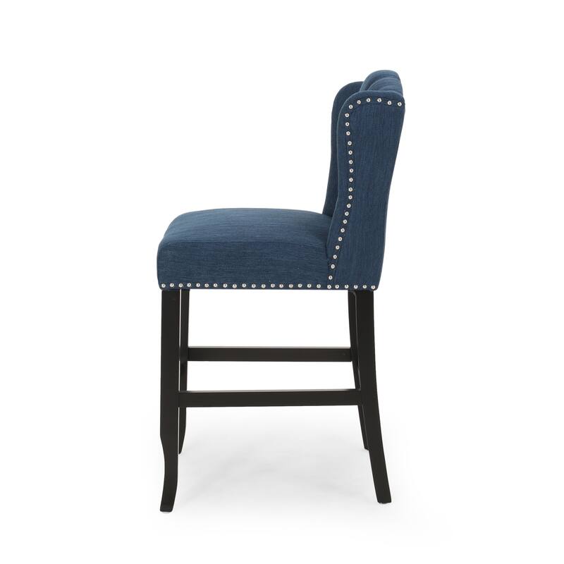 31 Inch Fabric Tufted Wingback Counter Stools, Set of 2
