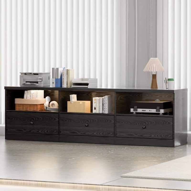 Modern Entertainment Center with Large Open Shelf TV Stand for TVs Up to 80 Inches for Living Room Office - N/A