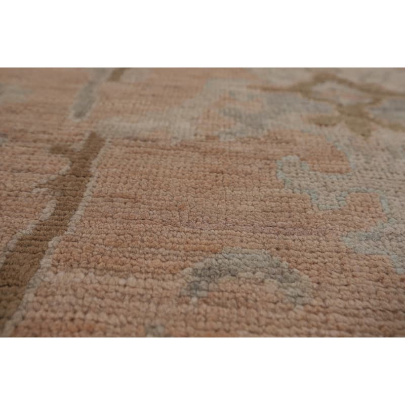 Vegetable Dye Pink Oushak Oriental Area Rug Hand-Knotted Wool Carpet - 3'11"x 5'10"