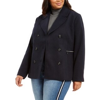 Maralyn & Me Juniors' Double-Breasted Peacoat Black Size Small main image 1