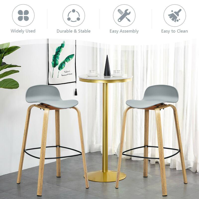 Gymax Modern Set of 4 Barstools 30inch Pub Chairs w/Low Back & Metal - See Details