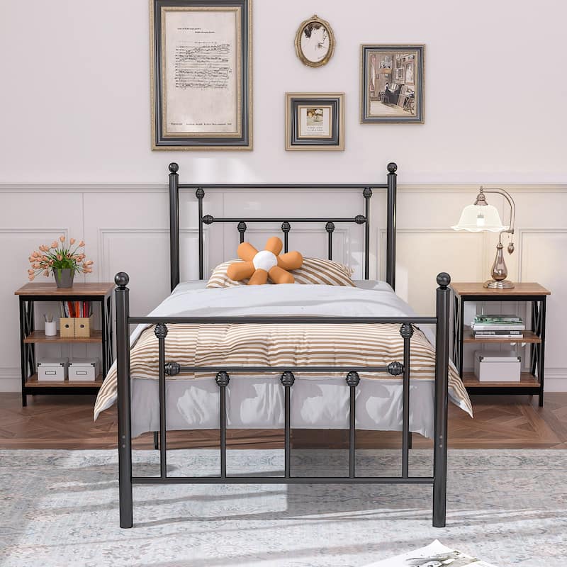 Modern Nightstand with 3-Tier Storage Shelves, Nightstands Set of 2