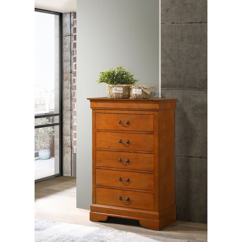 Louis Phillipe 5-drawer Bedroom Chest - Oak