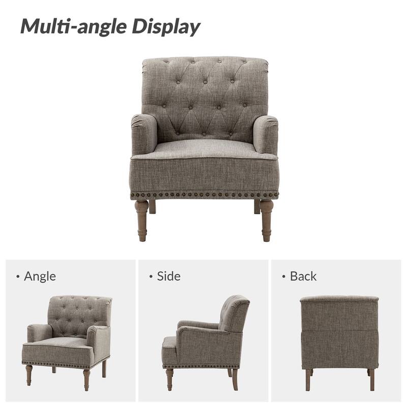 Geltrude Classic Upholstered Accent Arm Chair with Button Tufted Back by HULALA HOME