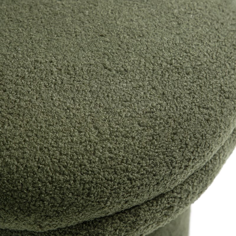 24/7 Shop At Home Modern Boucle Upholstered Ottoman with Tri-Pillar Pedestal