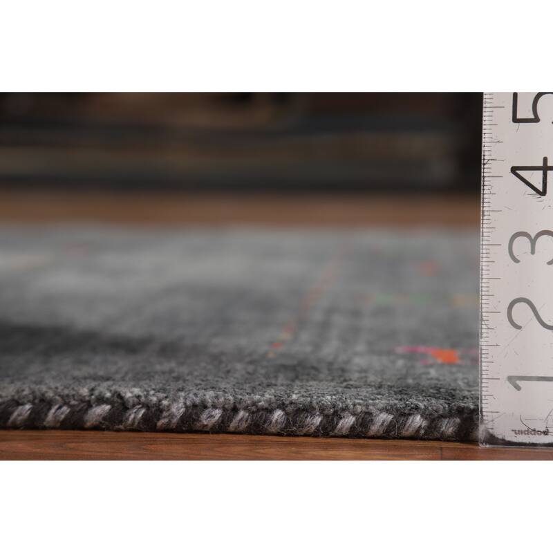 Hand Knotted Oriental 100% Wool Carpet Tribal Animal Pictorial Greys & Charcoal Gabbeh Area Rug - 5' 10'' X 4' 5''