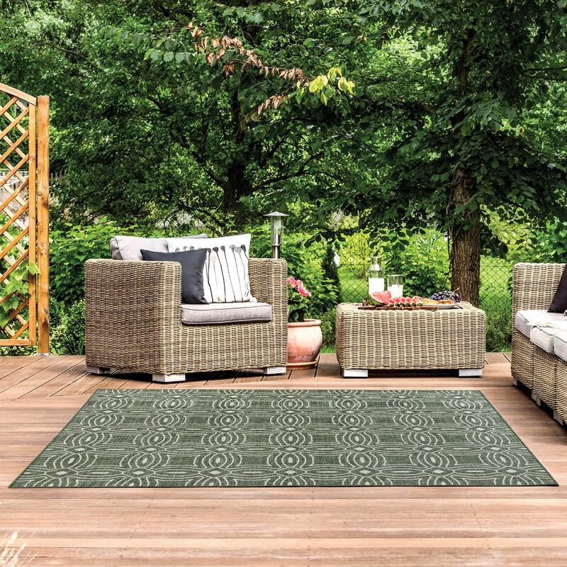 Gertmenian Savara Global Geometric Polypropylene Indoor Outdoor Performance Flatweave Area Rug Collection