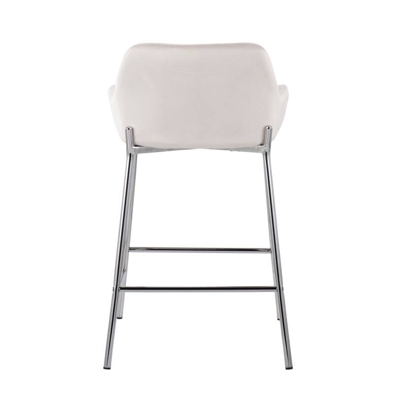 Silver Orchid Galotti Chrome Fixed-Height Upholstered Counter Stool - Set of 2