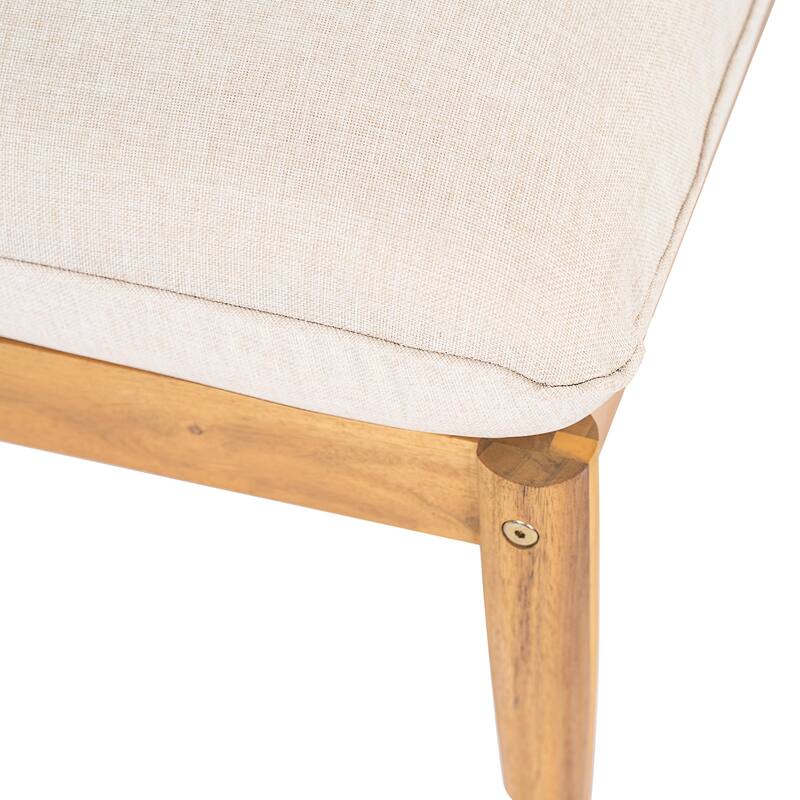 Christopher Knight Home - Terassi Outdoor 27.55" Acacia Wood Ottoman with Wide Padded Cushion for Relaxation