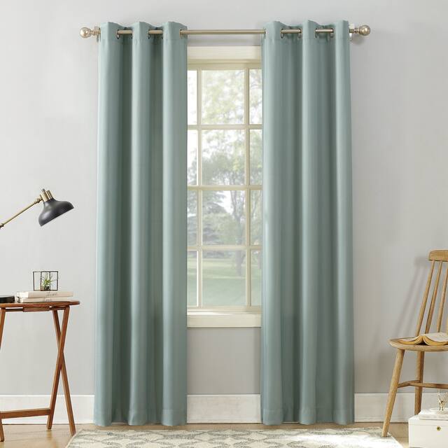 No. 918 Sora Casual Textured Grommet Curtain Panel, Single Panel - 40 x 63 - Aqua