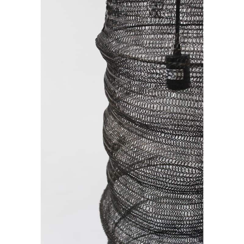 1-Light Satin Black Powder Coat Chain Basket Light