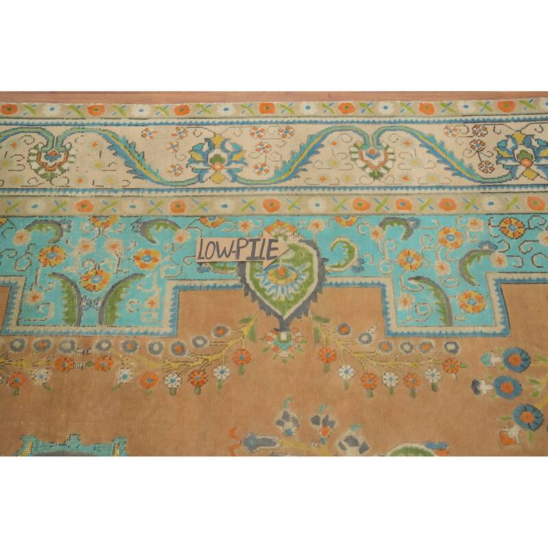 Hand Knotted Oriental 100% Wool Carpet Traditional Floral Oranges & Rust Tabriz Area Rug - 12' 7'' X 9' 6''