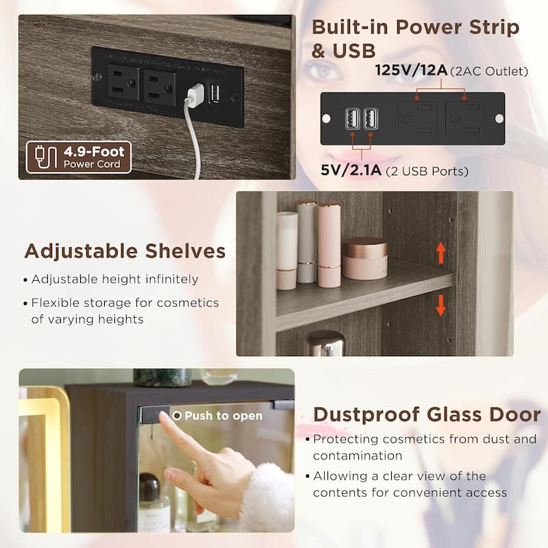 Modern Makeup Vanity Desk with HD Lighted Mirror, Dressing Table