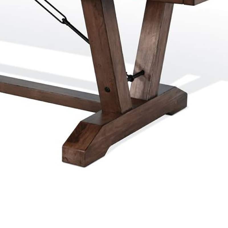 Yael Dining Table, 108-140 Inch 8 to 14 Seater, Brown Mahogany Wood - Natural Brown, Black