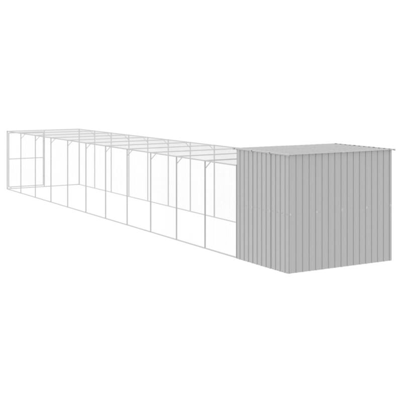 vidaXL Dog House with Run Light Gray/Anthracite multisize Galvanized Steel