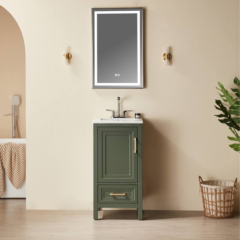 Fully Assembled 18" Freestanding Single Bathroom Vanity with Top - Green