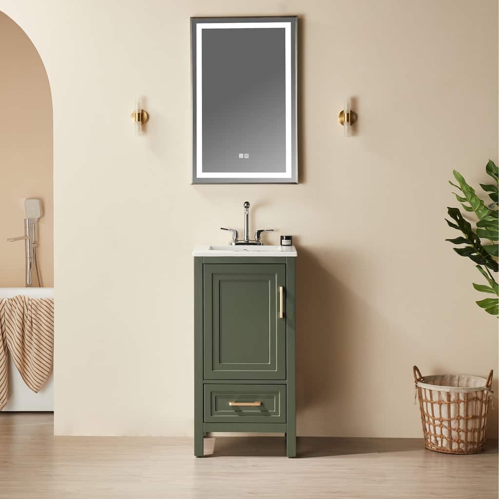 Fully Assembled 18" Freestanding Single Bathroom Vanity with Top