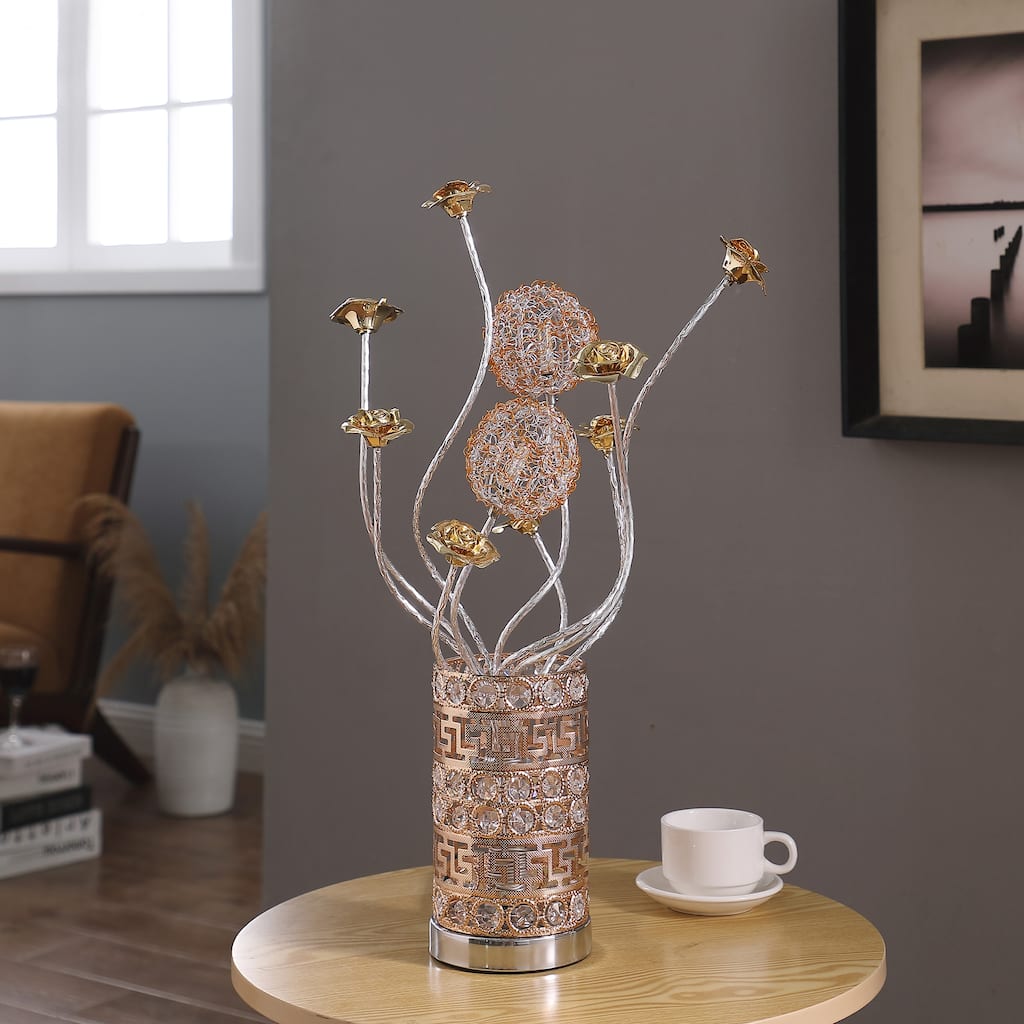 LED Aluminum Golden Rose Bud Flower Table Lamp