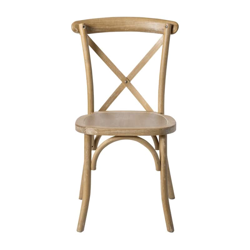 Modern Solid Wood Stacking Cross Back Dining Chairs (Set of 2)