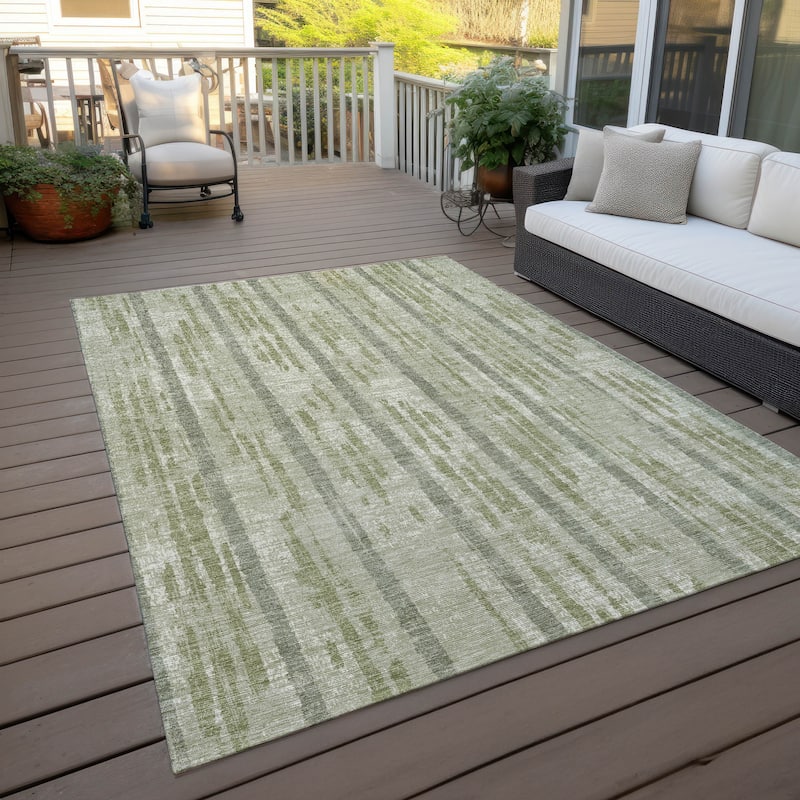 Machine Washable Indoor/ Outdoor Chantille Stripe Ombre Rug - Aloe - 5' x 7'6"