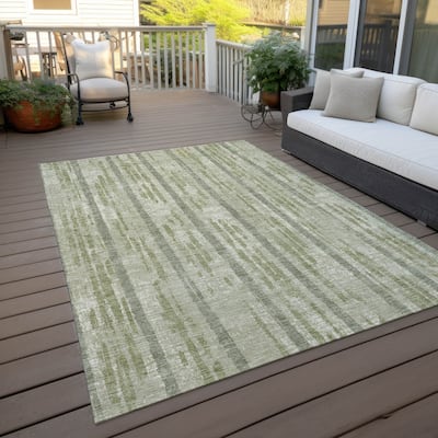 Machine Washable Indoor/ Outdoor Chantille Stripe Ombre Rug