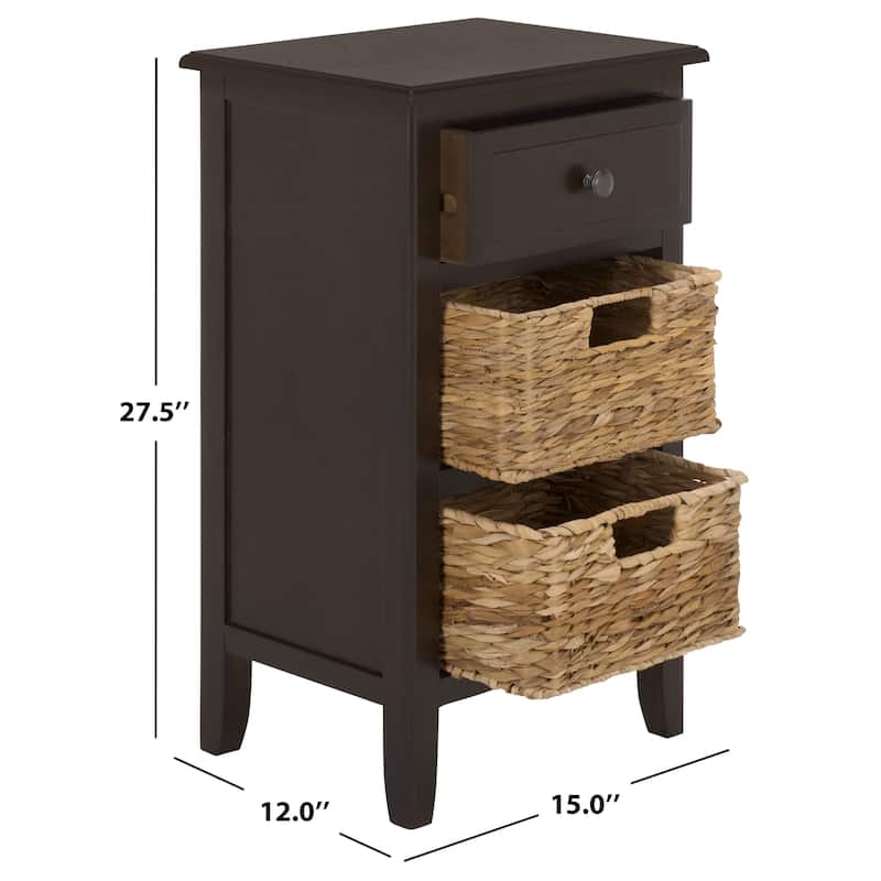 SAFAVIEH Helma Distressed Black Drawer Storage Side Table - 15" x 11.8" x 27.6" - 15"W x 12"D x 26"H