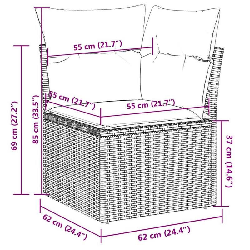 vidaXL 5 Piece Patio Sofa Set with Cushions Grey Poly Rattan (US only) - 113.8x33.5x48.8