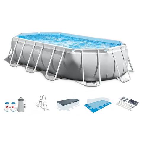 Intex 20ft x 10' x 48" Prism Frame Oval Swimming Pool Set Kit with Pump & Canopy - 276