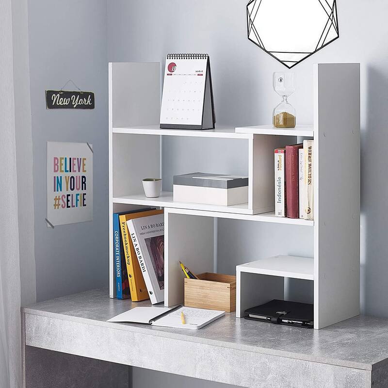 Yak About It® Compact Adjustable Dorm Desk Bookshelf - White by DormCo