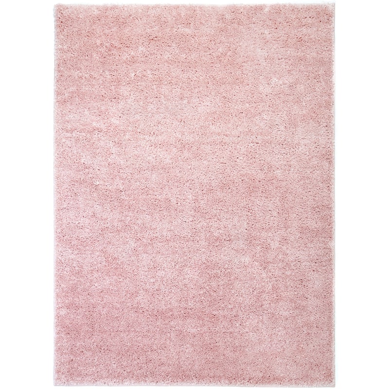 Well Woven Madison Shag Piper Ethnic Modern Shag Solid Area Rug - 7' 10" x 9' 10" - Pink - Rectangle