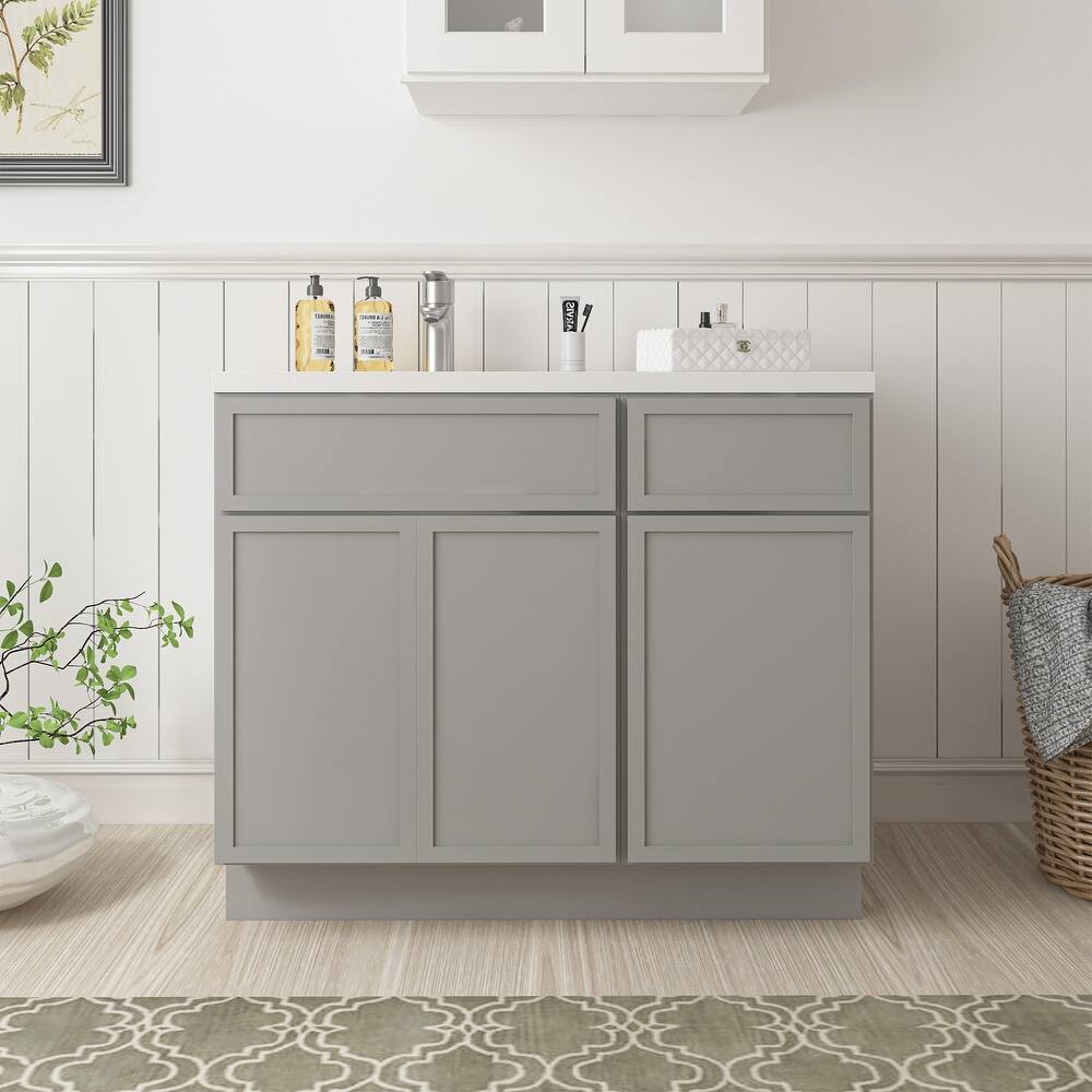 Vanity Art 39" Oak Freestanding Bathroom Vanity Cabinet without Top