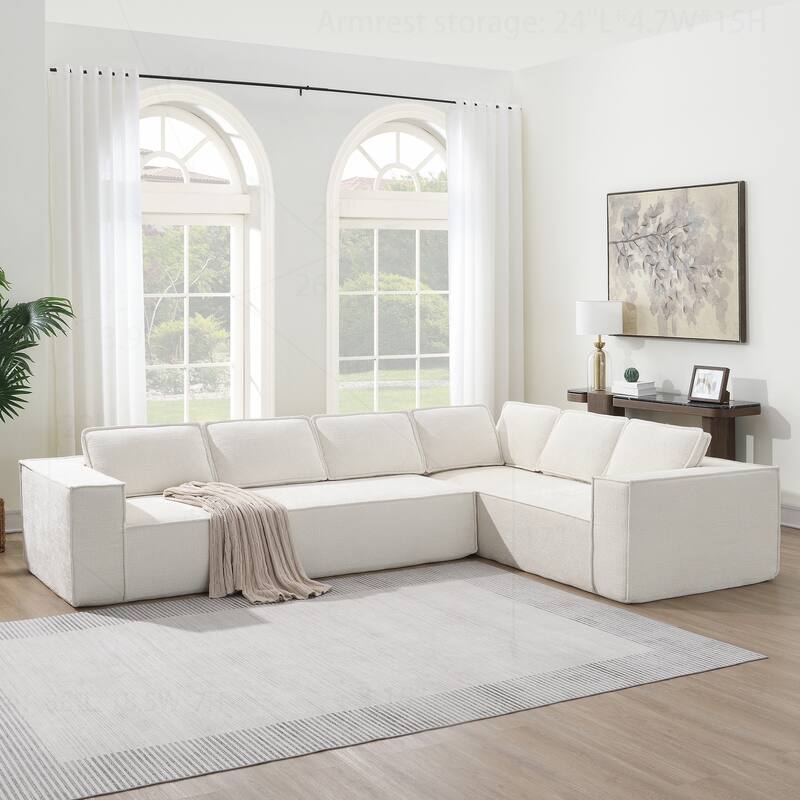 Minimalist Modular Sofa with Advanced Materials for Comfort and Style - Beige