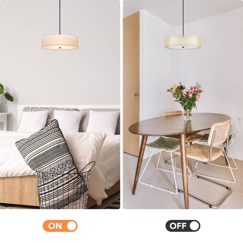 CO-Z 3-Light Antique Bronze Double Drum Pendant Chandelier