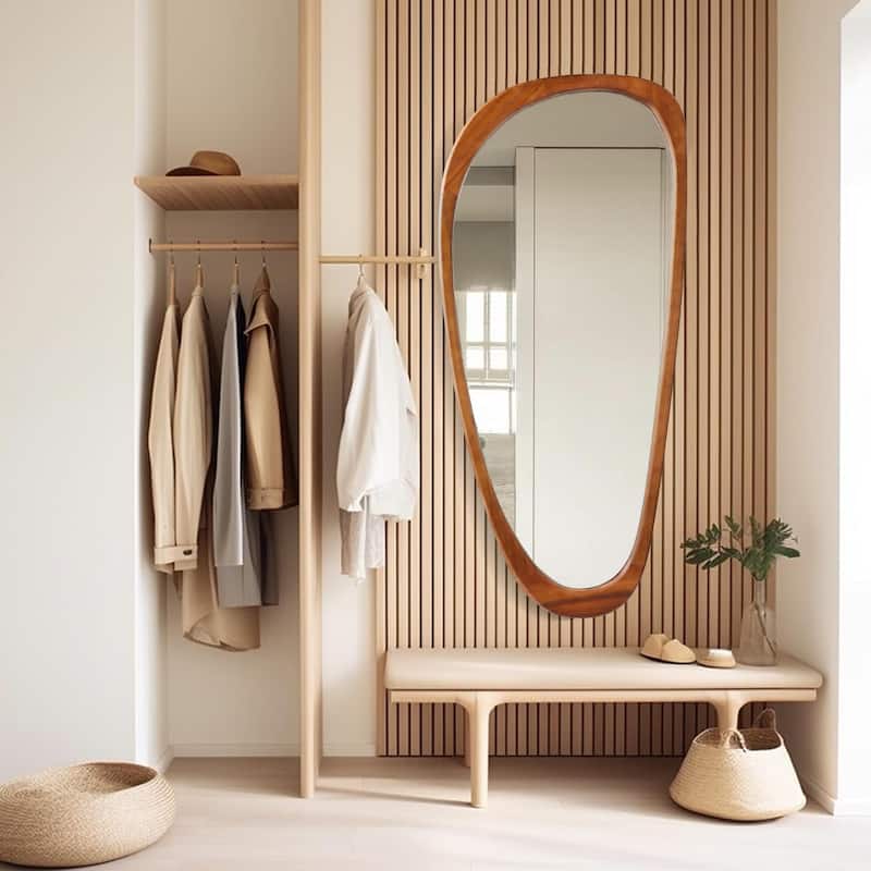 Irregular Mirror Asymmetrical Wood Wall Mirror